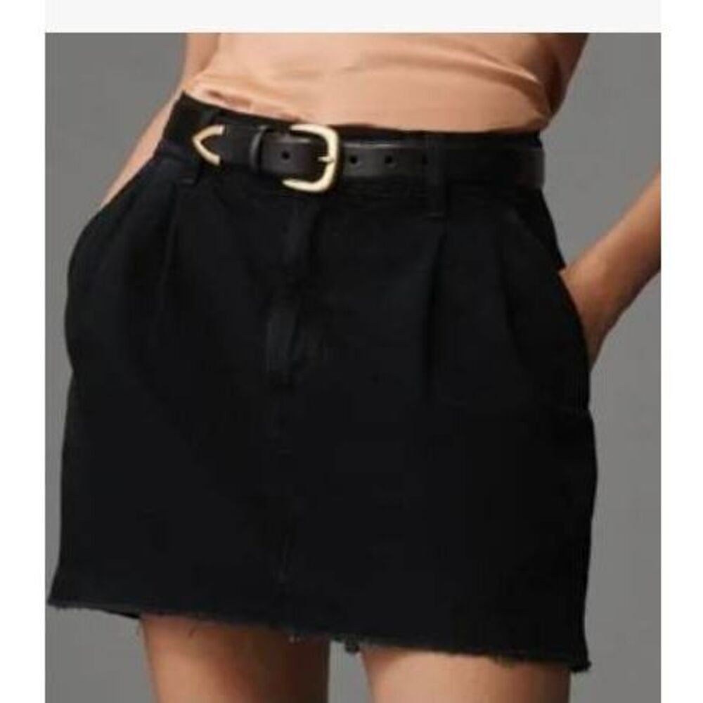 AGOLDE Becker Denim Mini Skirt 34 US 14/16 Black Pleated Y2K